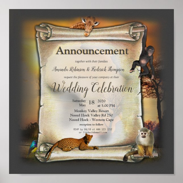 African Safari Sunset Announcement Poster (Front)