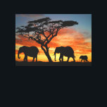 African Safari Sunset Elephant Silhouette Art Canvas Print<br><div class="desc">Beautiful contemporary photography of African sunset, and silhouette of tree and elephant. This design is for the lover of African nature, animals, wildlife, elephants, safari vacations or bright and vibrant summer colours. Classy and fashionable decor item for those who love decorating their master or children's bedroom, living or family room,...</div>
