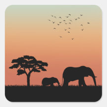 African Safari Sunset Elephant Silhouette