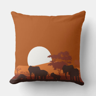 African Safari Sunset Pillow  Double-Sided 