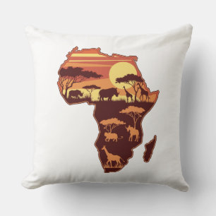 African Safari Sunset Throw Pillow