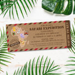 African Safari Ticket Wild Animal Kids Birthday Invitation<br><div class="desc">This African jungle safari ticket for a kids birthday invitation is a perfect choice for a fun and adventurous celebration. Safari-themed party provides a fun and interactive environment for kids to enjoy, with a chance to see and learn about a variety of animals. This invitation features a colourful and playful...</div>