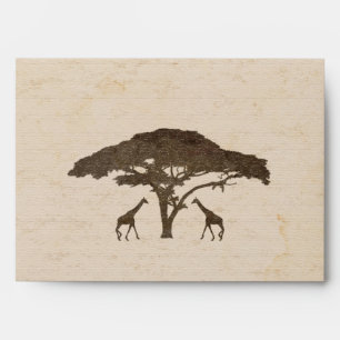 African Safari Two Giraffes Vintage Wedding Envelope
