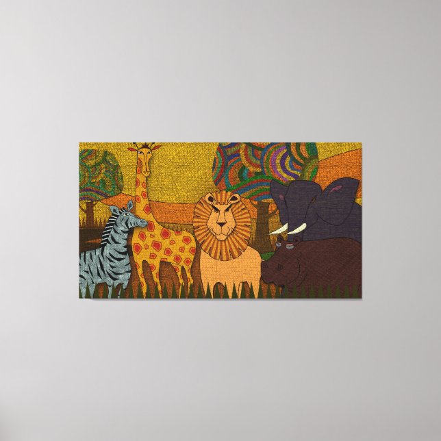 African Safari| Wild Animals|Textured Nursery Canvas Print (Front)