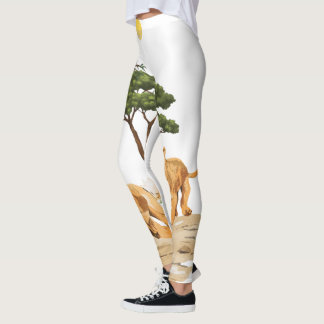 african safari wildlife lion deer nature design leggings