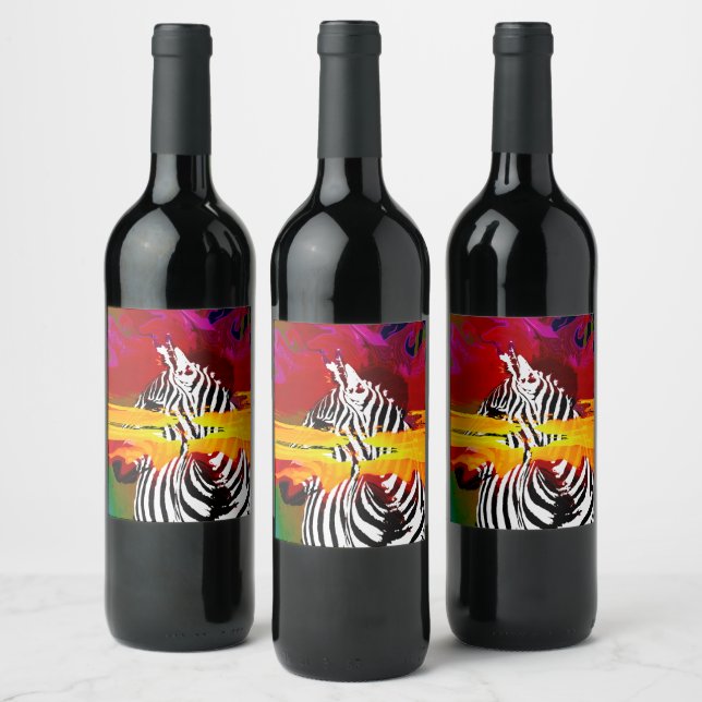 African Safari Zebra Dream   Wine Label (Bottles)