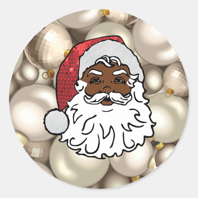 african santa claus classic round sticker (Front)
