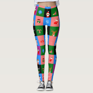 african santa claus colorblock leggings