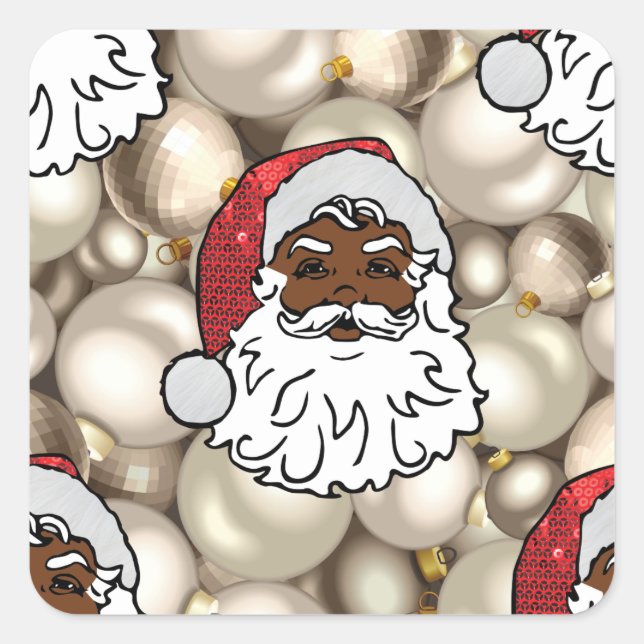 african santa claus square sticker (Front)