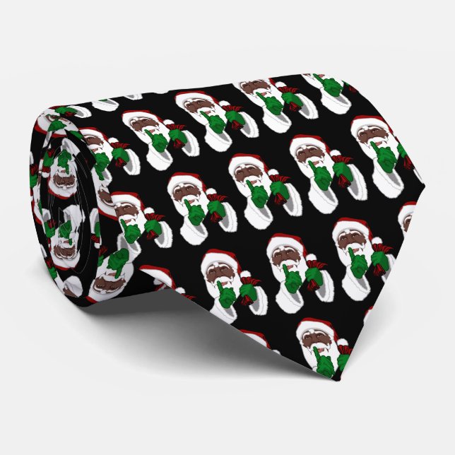 African Santa Clause Tie Christmas Santa Neckties (Rolled)