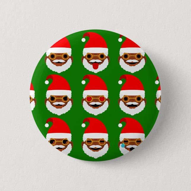 african santa emoji emoticons 2 inch round button (Front)
