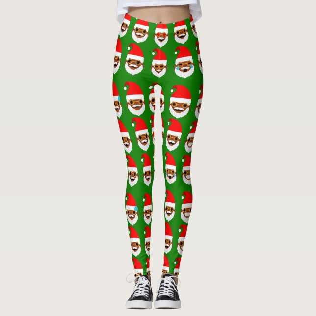 african santa emoji emoticons leggings (Front)