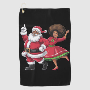 African Santa Mrs Claus Dancing American Christmas Golf Towel
