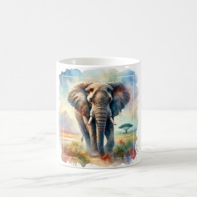 African Savanna Elephant 140724AREF113 - Watercolo Coffee Mug (Center)