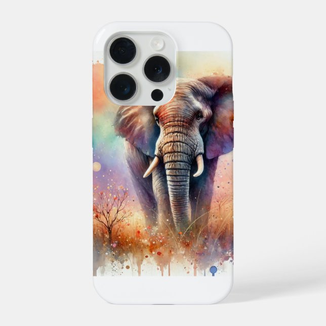 African Savanna Elephant 300724AREF132 - Watercolo iPhone Case (Back)