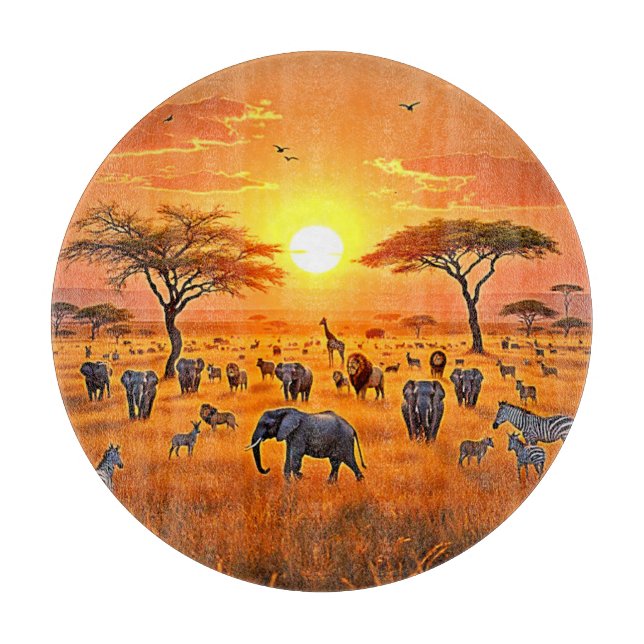 African Savanna Sunset Art Cutting Board (Front)