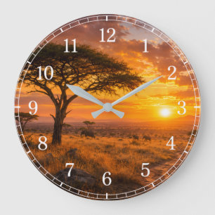 African Savanna Wall Clock — Wildlife Design