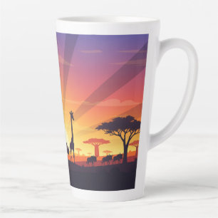 African Savanna Wildlife Sunset Scenic Specialty Latte Mug