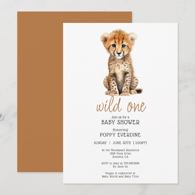 African Savannah Wild One Baby shower Invitation (Devant / Derrière)