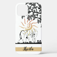 African Scene Artsy Elephant Lovers iPhone 12 Case
