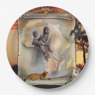 African scroll paper plate