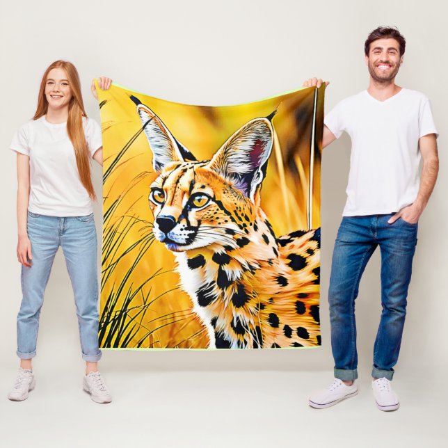 African Serval Art Fleece Blanket (In Situ)