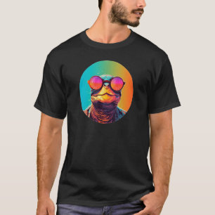 African Side Necked Turtle Wearing Sunglasses Retr T-Shirt