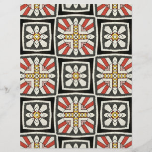 African Squares Black Red Yellow Scrapbook Paper