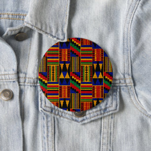 African Style Kente Cloth 4 Inch Round Button