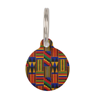 African Style Kente Cloth Pattern Pet Tag