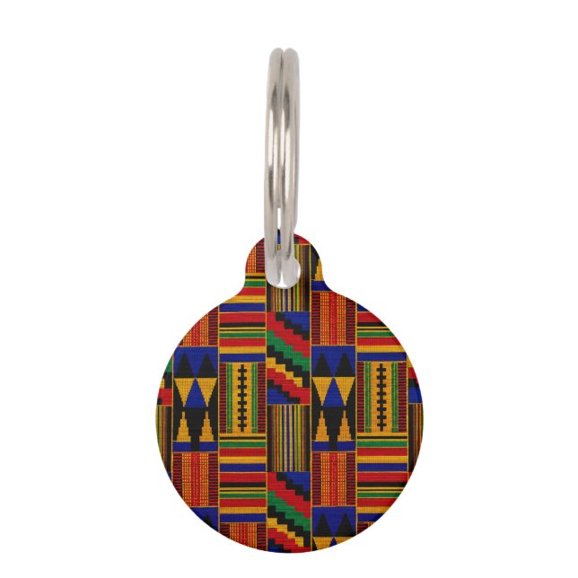 African Style Kente Cloth Pattern Pet Tag (Front)