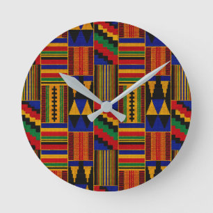 African Style Kente Cloth Round Clock