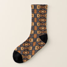 African Style Pattern in ochre, black, white.