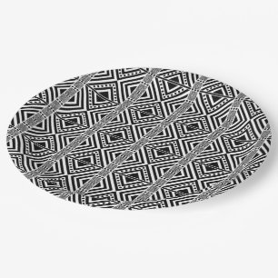 African Style Seamless Pattern. Black Colour Paper Plate