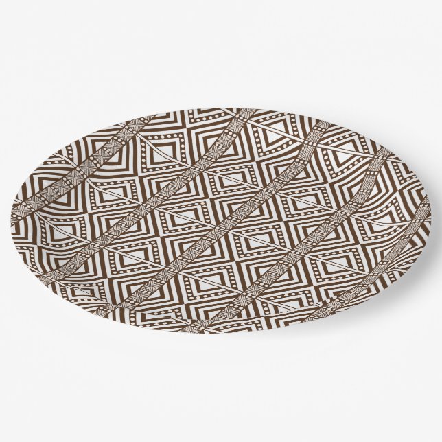 African Style Seamless Pattern. White Colour Paper Paper Plate (Angled)