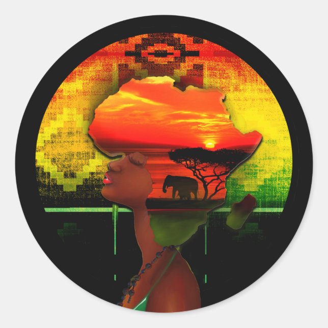 African Sunset Classic Round Sticker (Front)
