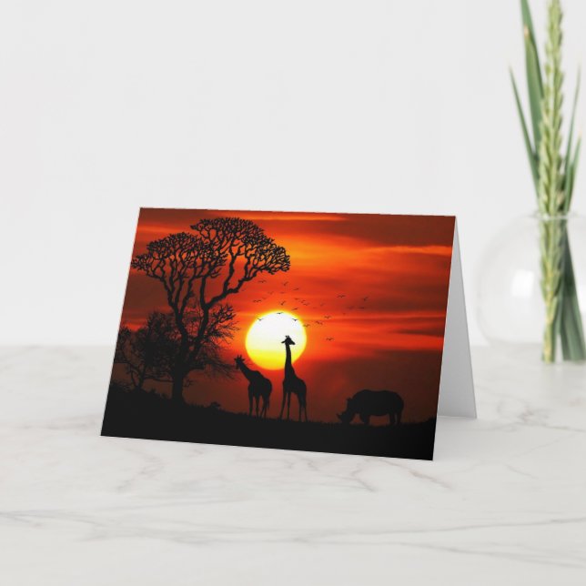 African Sunset Greeting Card (Front)