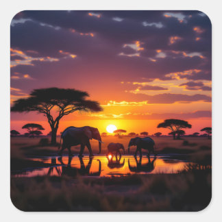African Sunset Majesty Leggings Tights Square Sticker