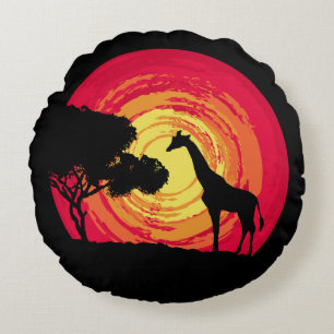 African sunset round pillow
