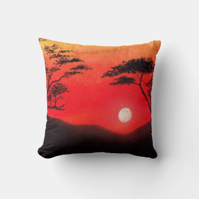 African Sunset Throw Pillow (Front)