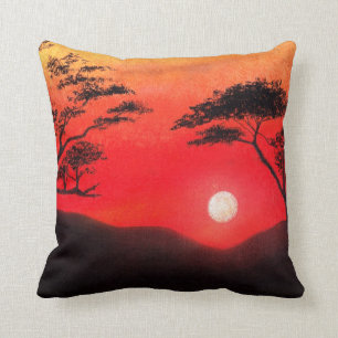 African Sunset Throw Pillow