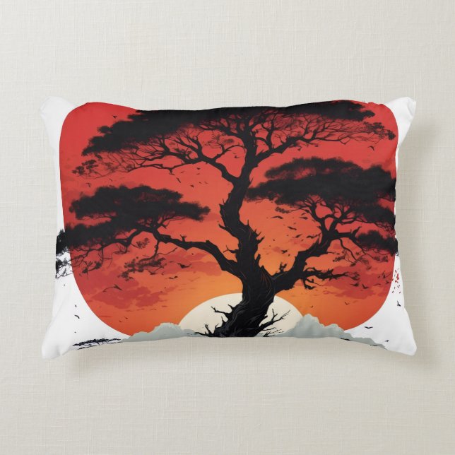 African Sunset Tree Accent Pillow (Front)