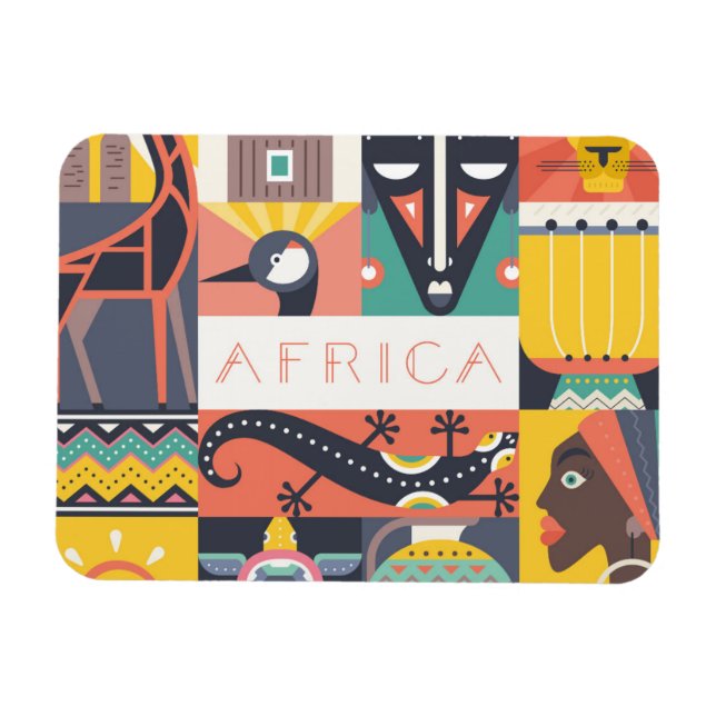 African Symbolic Art Collage Magnet (Horizontal)