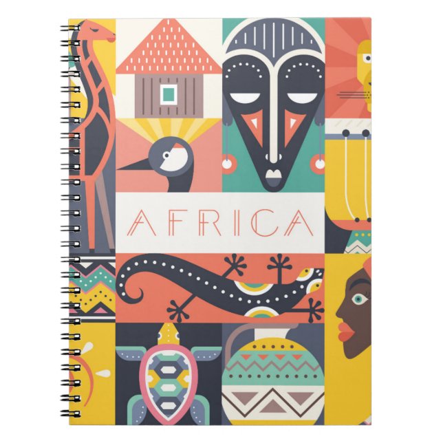 African Symbolic Art Collage Notebook (Front)