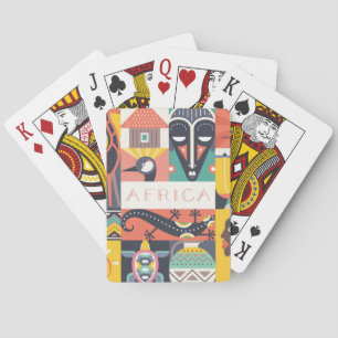 African Symbolic Art Collage Playing Cards