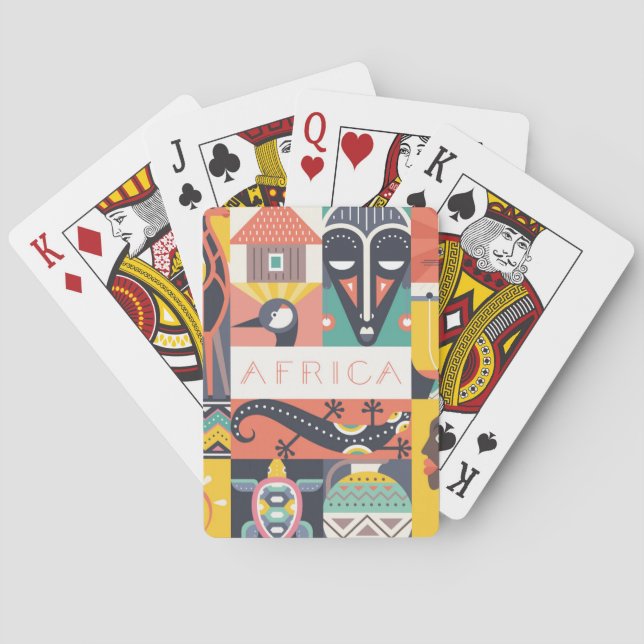 African Symbolic Art Collage Playing Cards (Back)