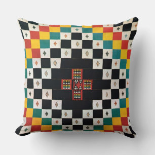 African Textile Design Throw Pillow