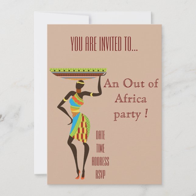 African themed Out of Africa party Invitation (Front)