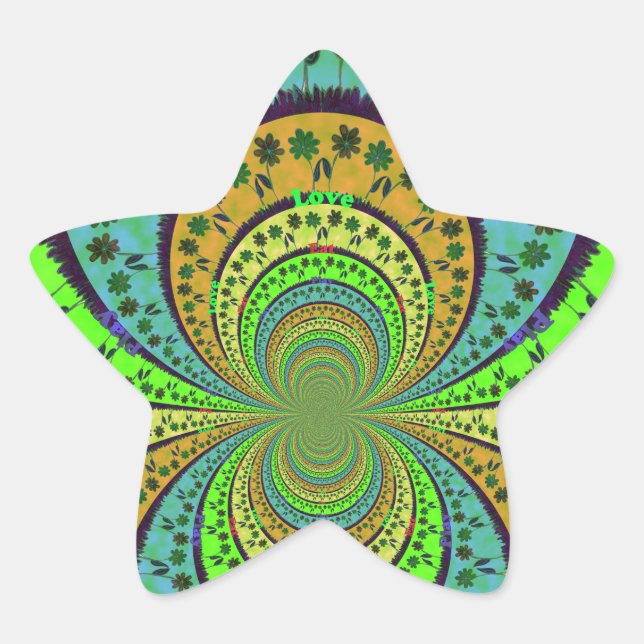 African Traditional Colours Kaleidoscope Floral Ar Star Sticker (Front)