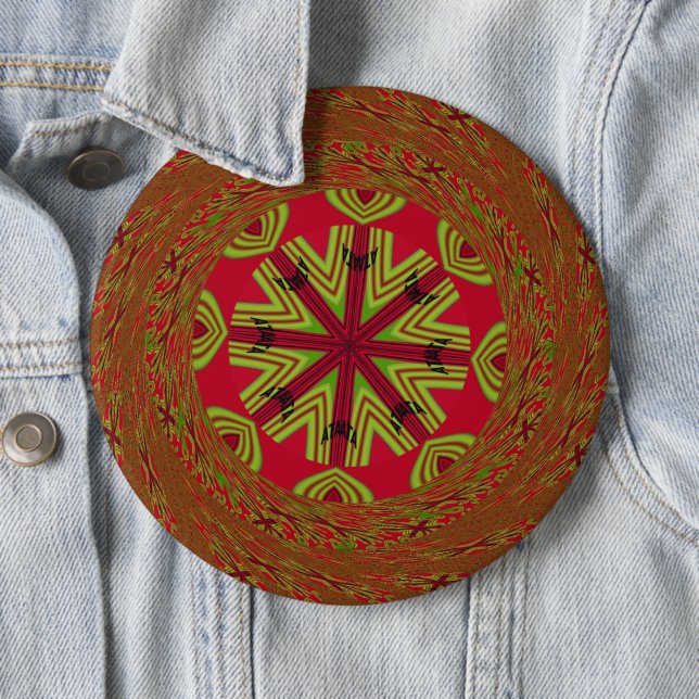 African Traditional Design 6 Inch Round Button (In Situ)
